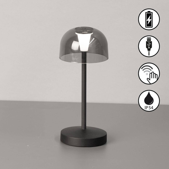 FHL Tekla LED Tischleuchte 0,7W dimmbar Akku warmweiss schwarz 850477