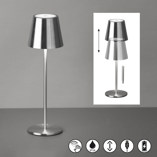 FHL Viletto LED Tischleuchte 2W dimmbar Akku warmweiss nickelfarben 850588