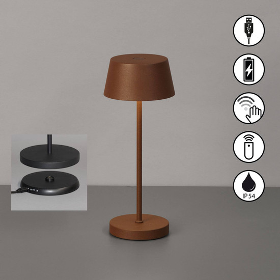 FHL Sienna Pro LED Tischleuchte 1W dimmbar Akku warmweiss rostfarben 850652