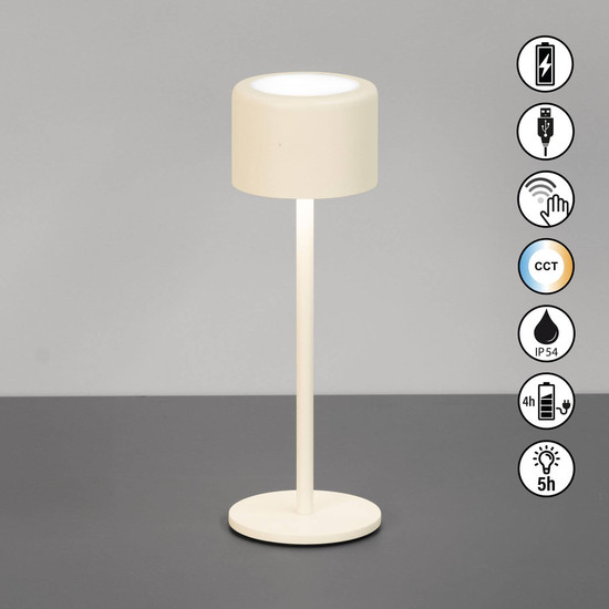 FHL Juna LED Tischleuchte 1,5W dimmbar Akku CCT einstellbare Lichtfarbe sandbeige 850734