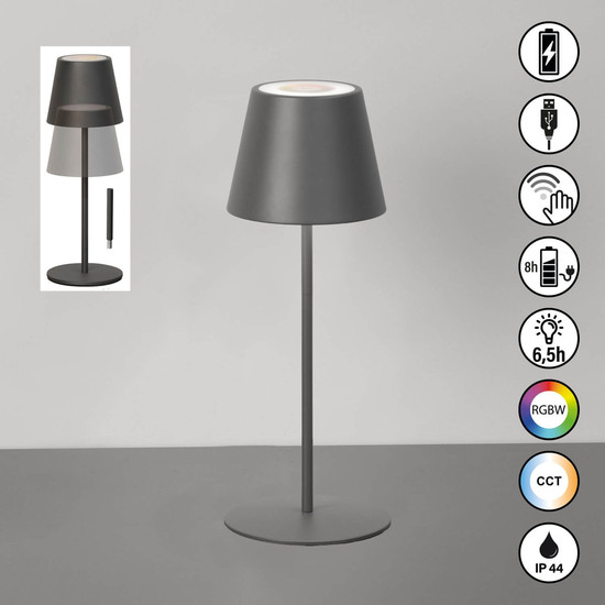 FHL Ravenna LED Tischleuchte 2W dimmbar Akku CCT einstellbare Lichtfarbe sandgrau 850807
