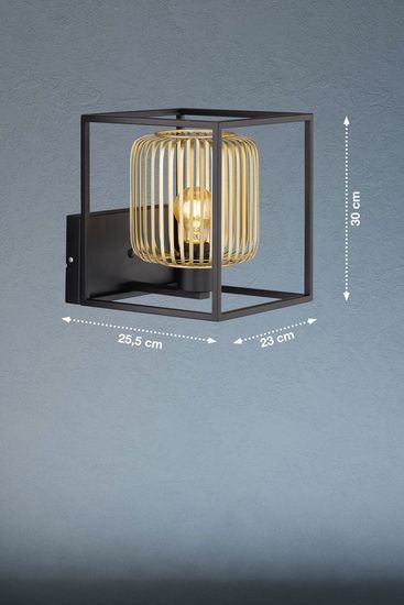 Fischer & Honsel Caydo Wandleuchte E27 metallschirm goldfarben sandschwarz 30433
