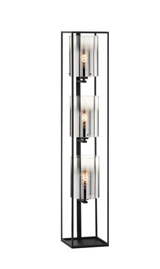 Fischer & Honsel Samu Stehleuchte 3-fach E27 schaltbar Glas rauchfarben sandschwarz 40419