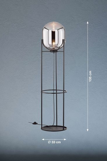 Fischer & Honsel Regi Stehleuchte E27 Glas rauchfarben schwarz 40423