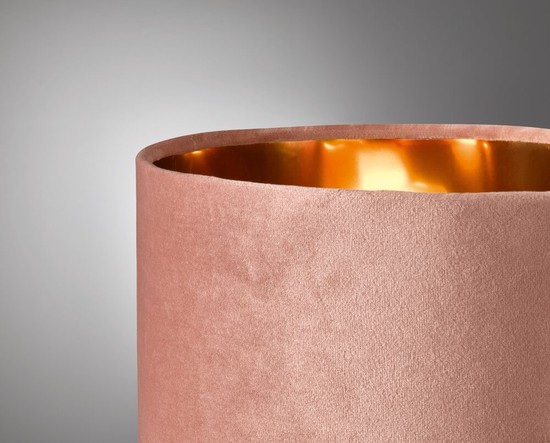 Fischer & Honsel Aura Moderne Tischleuchte E27 Stoffschirm rose samt gold 50394