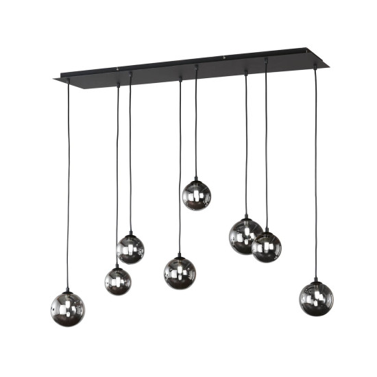 Fischer & Honsel Bala LED Pendelleuchte 8-fach G9 warmweiss Glas rauchfarben sandschwarz 60983