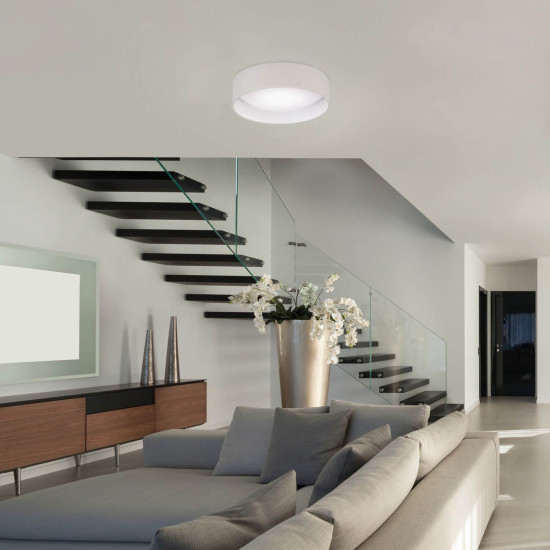 FHL Linus LED Deckenleuchte Leinen 40cm 20W dimmbar hellgrau 821299