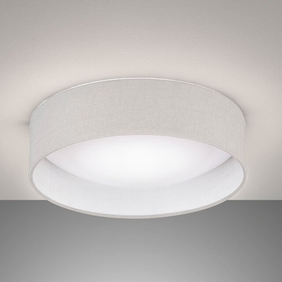 FHL Linus LED Deckenleuchte Leinen 40cm 20W dimmbar hellgrau 821299