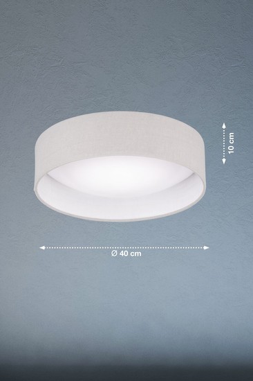 FHL Linus LED Deckenleuchte Leinen 40cm 20W dimmbar hellgrau 821299