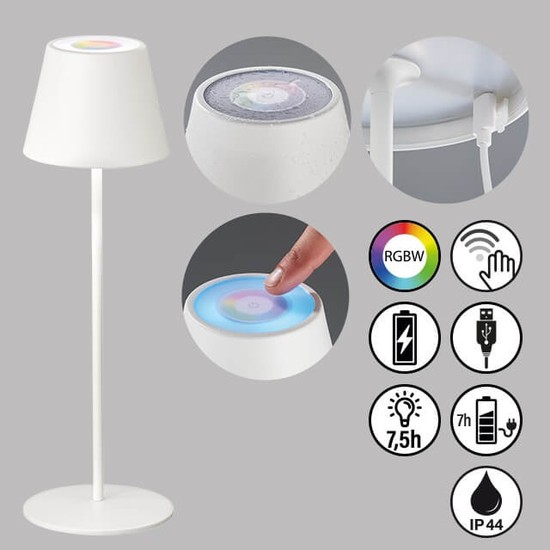 FHL Cosenza LED Akku-Außenleuchte USB 1,68W RGBW steuerbar dimmbar sandweiß IP44 850211