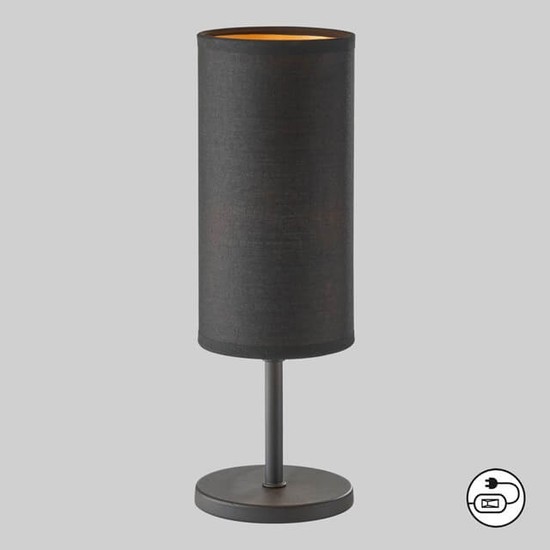 FHL Kira Tischleuchte Leinenschirm rund Modern E14 schwarz 850264