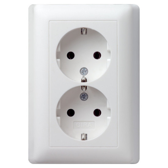 Gira 078004 2-fach-SCHUKO-Steckdose Vollplatte Standard 55 Reinweiß m