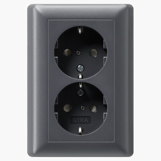 Gira 078328 2-fach-SCHUKO-Steckdose SP + Vollplatte System 55 Anthrazit