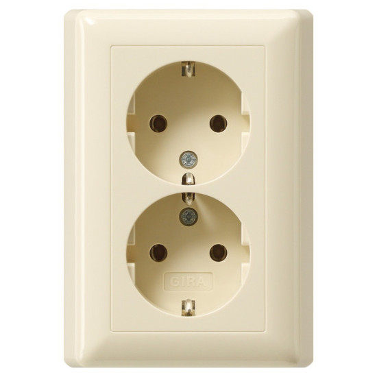 Gira 078801 2-fach-SCHUKO Vollplatte ohne Befestigungskrallen STK Standard 55 Cremeweiß