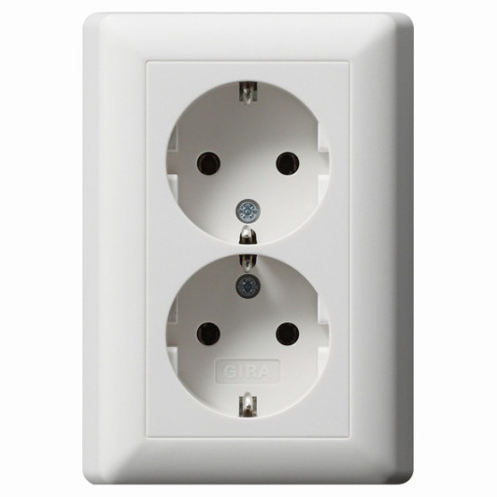 Gira 078804 2-fach-SCHUKO Vollplatte ohne Befestigungskrallen STK Standard 55 Reinweiß m