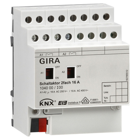 Gira 104000 Schaltaktor 2-fach 16 A Hand KNX REG