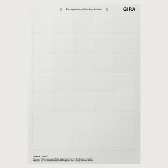 Gira 108900 Beschriftungsbögen 38 x 36 mm Zubehör