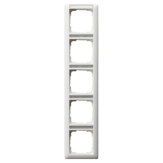 Gira 111527 Abdeckrahmen 5-fach senkrecht Beschriftungsfeld Standard 55 Reinweiß m