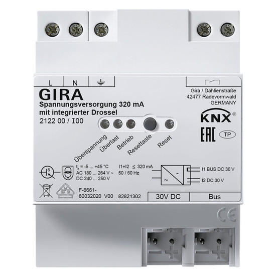 Gira 212200 Spannungsversorgung 320 mA Drossel OneKNX REG