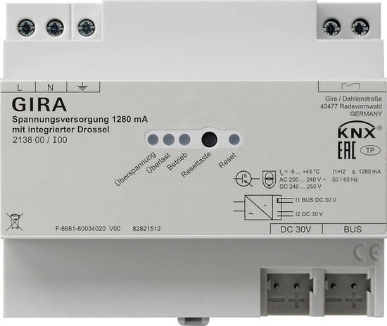 Gira 213800 Spannungsversorgung 1280 mA Drossel OneKNX REG