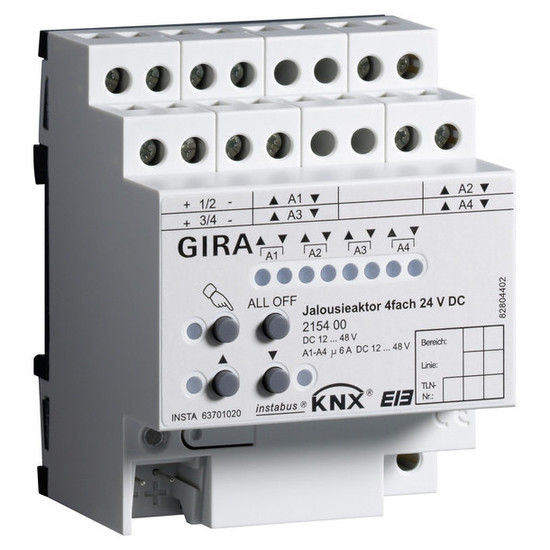 Gira 215400 Jalousieaktor 4-fach DC 24 V Hand KNX REG
