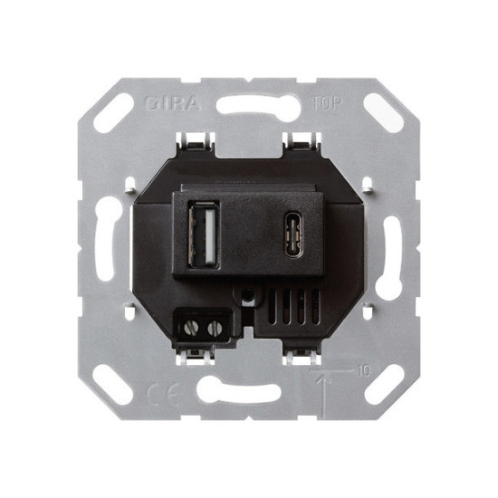 Gira 236900 USB-Spannungsversorgung 2-fach Typ A/C Einsatz Schwarz