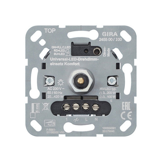 Gira 245500 S3000 Uni-LED-DrehdimmEinsatz Komfort Einsatz