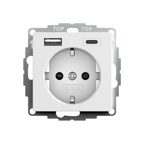 Gira 245927 SCHUKO SP USB-Spannungsversorgung 2-fach Typ A/C System 55 Reinweiß m