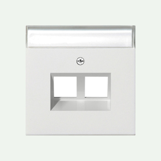Gira 2640112 Abdeckung 30° + Beschriftungsfeld für Tragring Modular-Jack 2-fach Flächenschalter Reinweiß