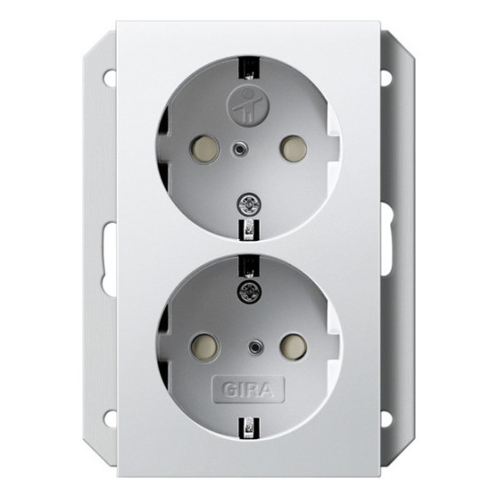 Gira 273127 2-fach-SCHUKO-Steckdose SP für UP-Dose 1-fach System 55 Reinweiß m