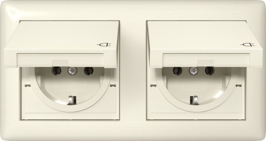 Gira 415801 SCHUKO-Steckdose KD + Set IP44 + Rahmen 2-fach Standard 55 Cremeweiß