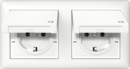 Gira 415803 SCHUKO-Steckdose KD + Set IP44 + Rahmen 2-fach Standard 55 Reinweiß