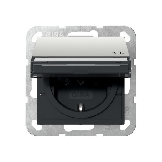 Gira 4410600 SCHUKO-Steckdose KD + Beschriftungsfeld System 55 Edelstahl