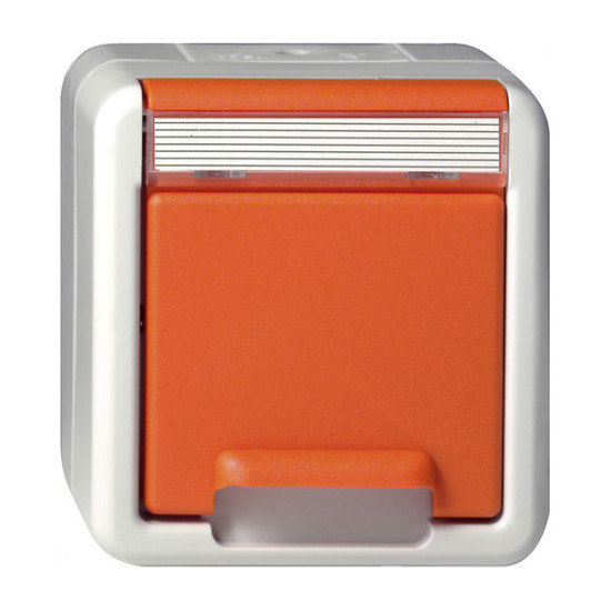 Gira 4440309 SCHUKO-Steckdose KD + Beschriftungsfeld WG AP Orange