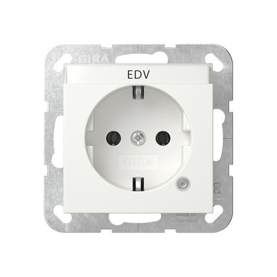 Gira 445227 SCHUKO-Steckdose Kontroll + Beschriftungsfeld System 55 Reinweiß m
