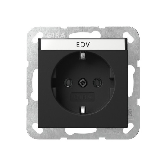 Gira 4457005 SCHUKO-Steckdose Beschriftungsfeld System 55 Schwarz m