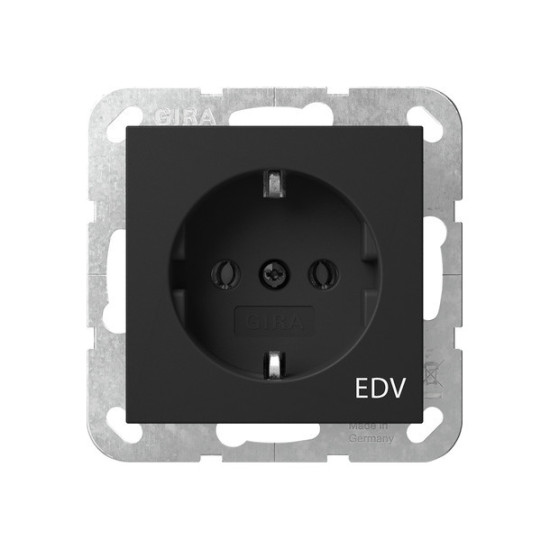 Gira 4458005 SCHUKO-Steckdose Aufdruck EDV System 55 Schwarz m