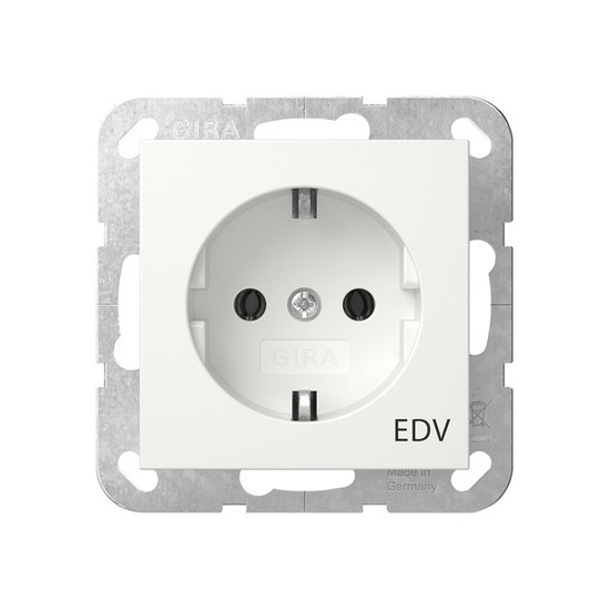 Gira 445803 SCHUKO-Steckdose Aufdruck EDV System 55 Reinweiß