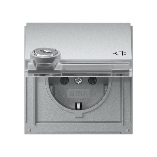 Gira 446765 SCHUKO-Steckdose KD Schloss sortiert + Beschriftungsfeld Gira TX_44 F Alu