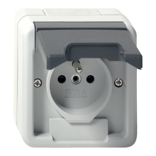 Gira 448530 Steckdose Erdstift KD + SP WG AP Grau