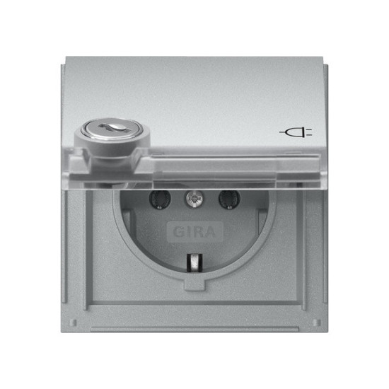 Gira 456965 SCHUKO-Steckdose KD Schloss gleich + Beschriftungsfeld Gira TX_44 F Alu