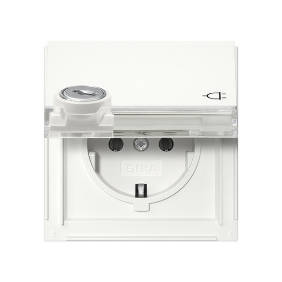 Gira 456966 SCHUKO-Steckdose KD Schloss gleich + Beschriftungsfeld Gira TX_44 Reinweiß