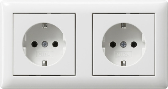 Gira 479303 SCHUKO-Steckdose 2-fach verdr. + Rahmen Standard 55 Reinweiß