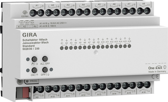 Gira 502800 Schalt-/Jalousieaktor 16-fach/8-fach 16 A Std OneKNX REG