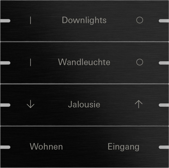 Gira 5034126 Wippenset 4-fach individuell Tastsensensor 4.95 Alum.Schwarz(elox.)