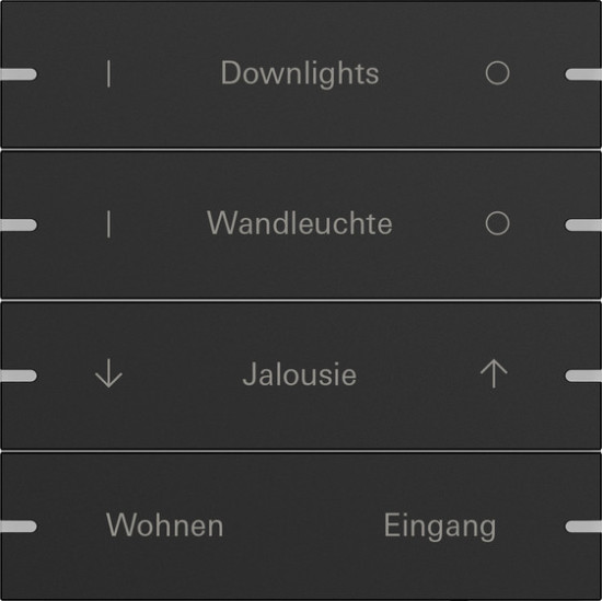 Gira 5034905 Wippenset 4-fach individuell Tastsensensor 4.95 Alum.Schwarz m(lack.)