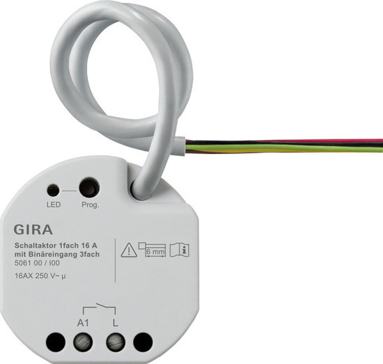 Gira 506100 Schaltaktor 1-fach 16 A UP Binäreing. 3-fach OneKNX