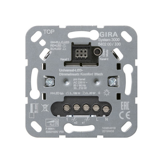 Gira 540200 S3000 Uni-LED-DimmEinsatz Komfort 2-fach Einsatz