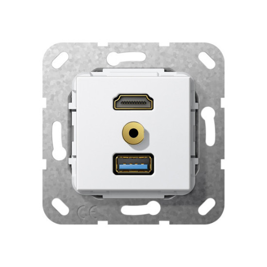 Gira 568003 HDMI USB 3.0 A M-Klinke Kpl. K-poligeitsche Einsatz Reinweiß