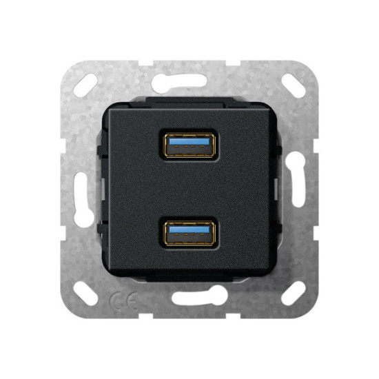 Gira 568410 USB 3.0 A 2-fach Kpl. Einsatz Schwarz m